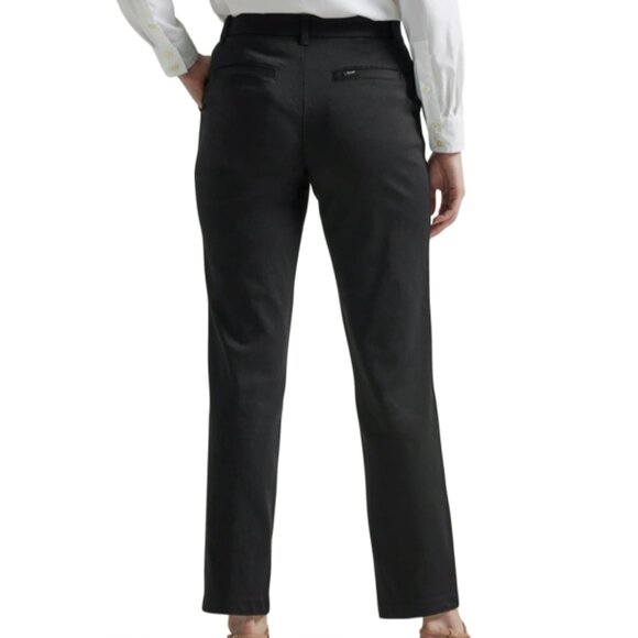 Lee® Women's Regular Fit Comfort Waist Straight Woven Pant, Black, Size 14 - Picture 3 of 14